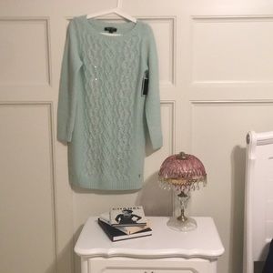 NWT Juicy Couture Azure Mist Cable Dress w Pearls